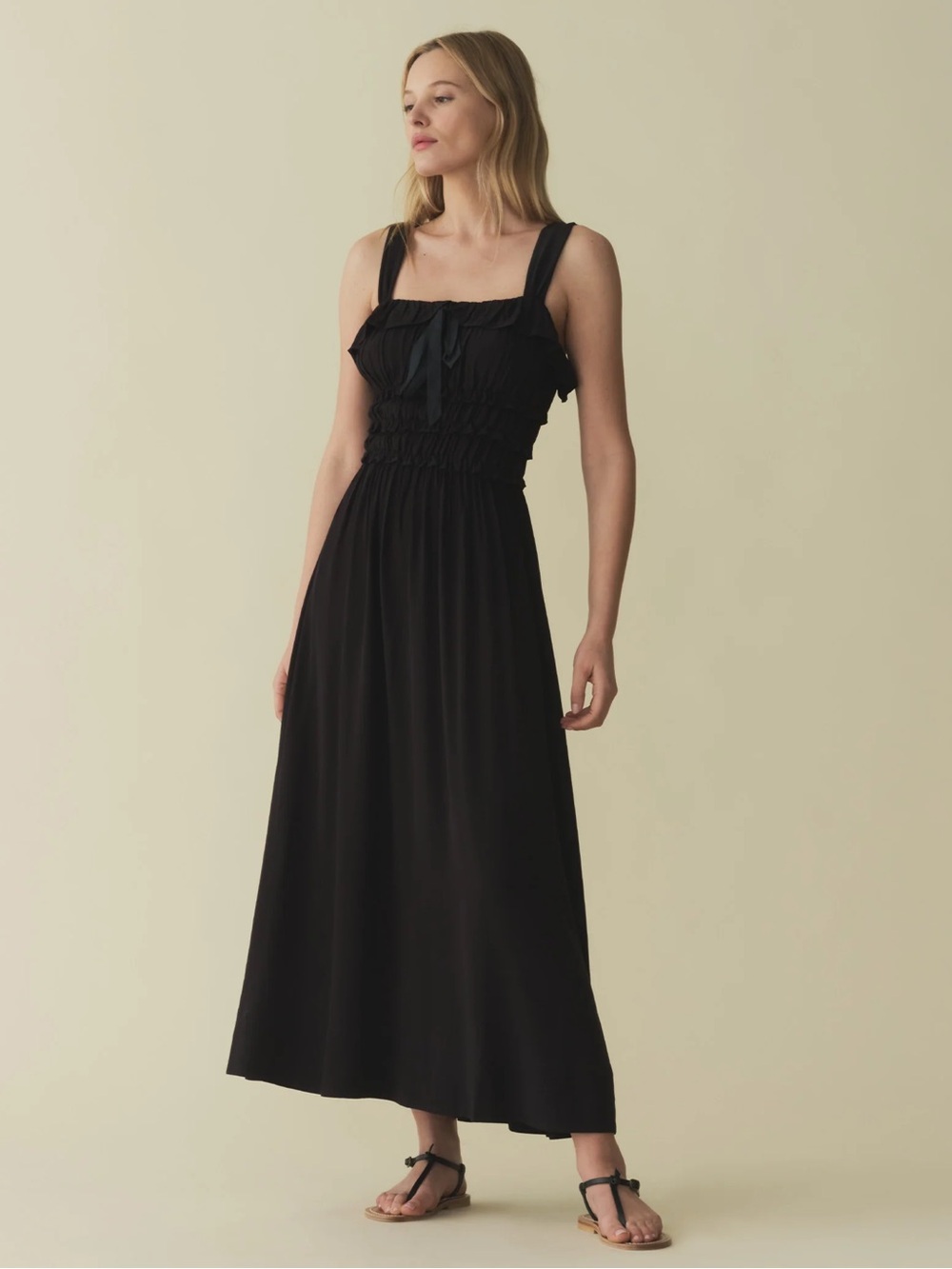 Doen Carolynn Black Ruffle Maxi Dress